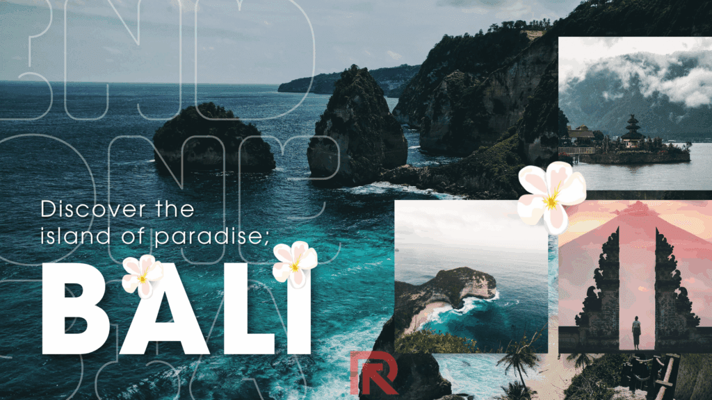Aerial view of Bali beach and temple cliffs